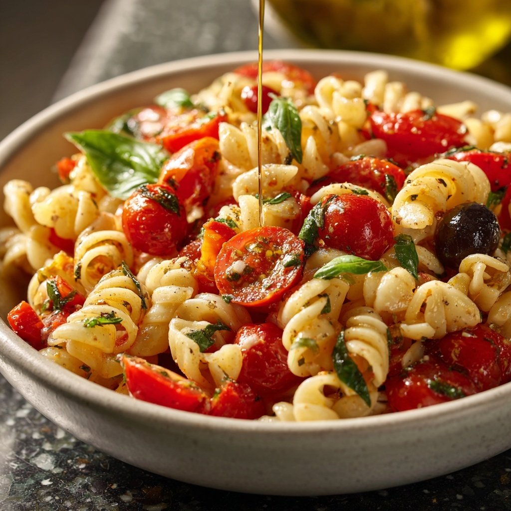 Mediterraner Nudelsalat Mit Tomaten