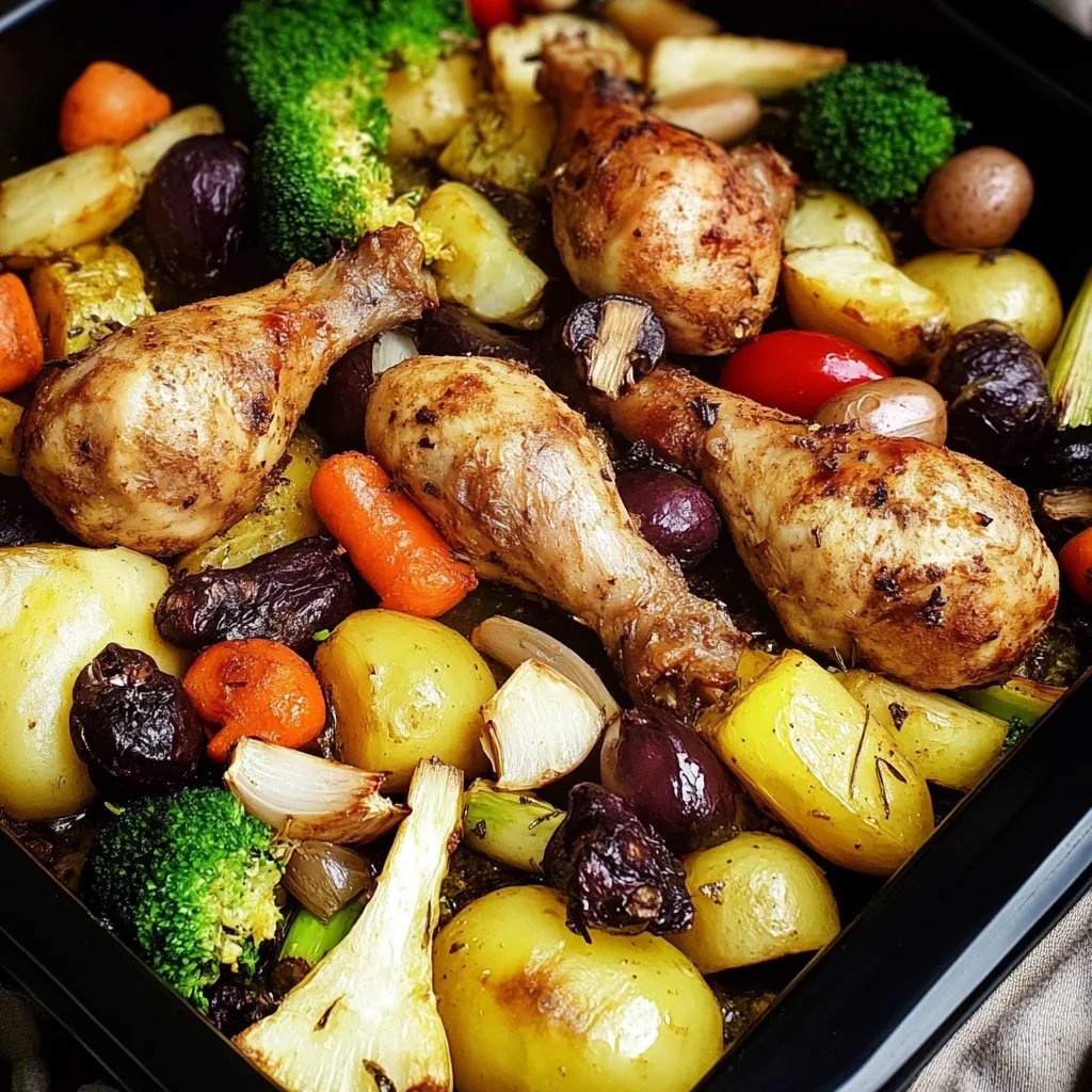 Ofen-Hähnchen mit Kartoffeln und Gemüse