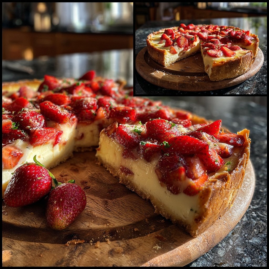 Erdbeerkuchen mit Vanillepudding