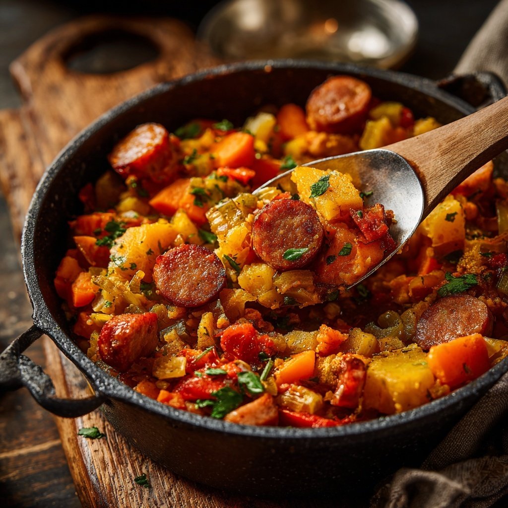 Herzhafter Steckrübeneintopf mit Kassler und Kohlwurst