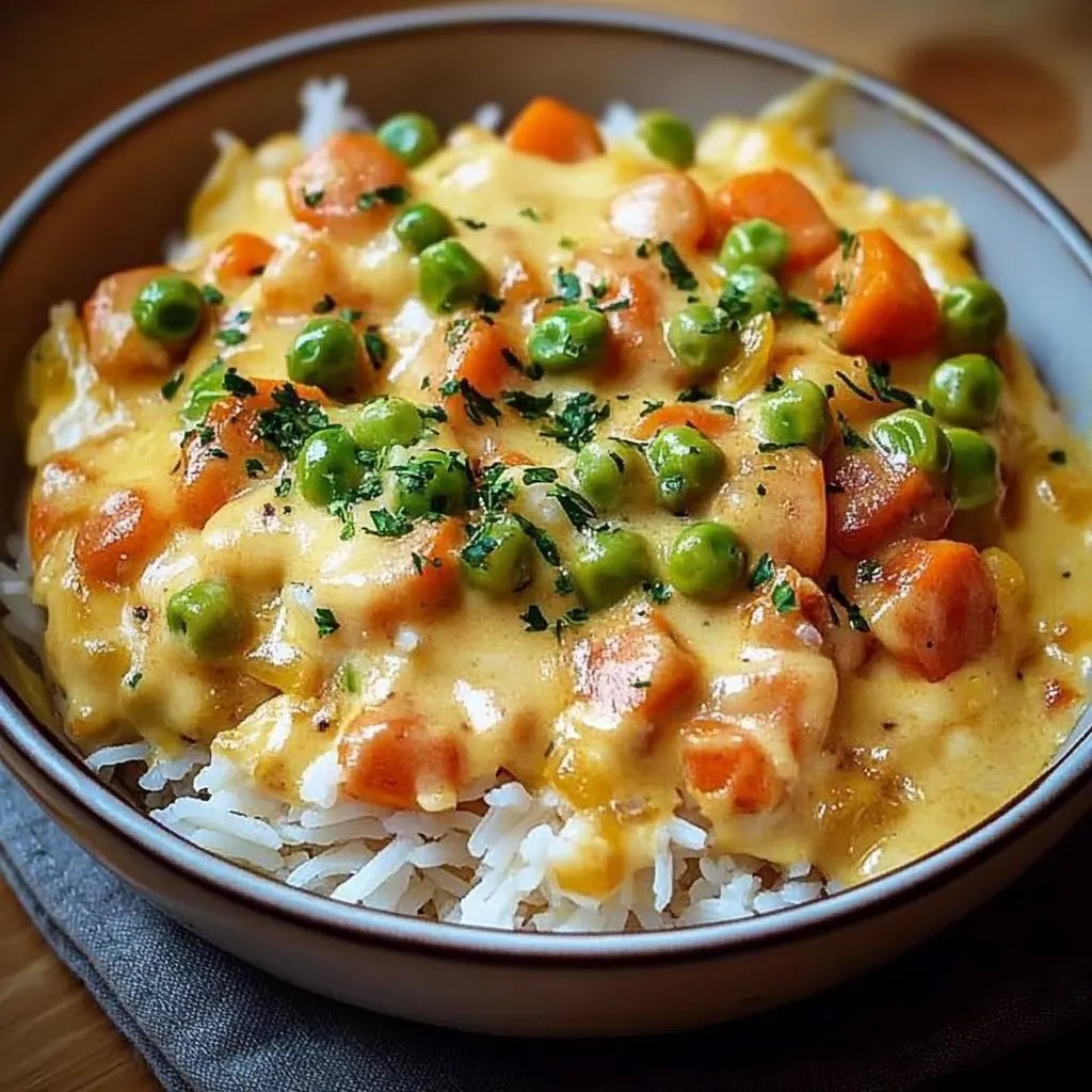 Reis mit Gemüse-Frischkäse-Sauce