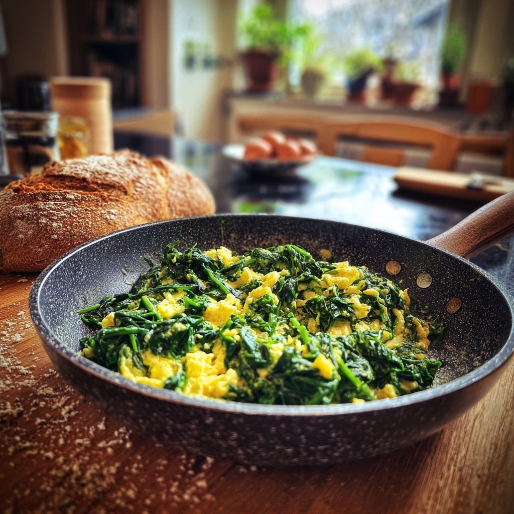 Kalorienarme Spinat Pfanne Mit Ei