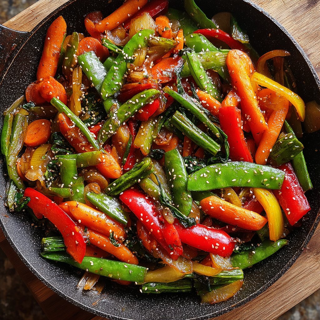 Asiatische Gemüsepfanne mit Sesam