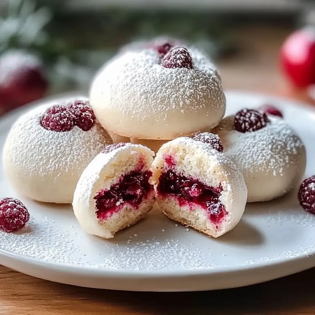 Himbeermarmeladen-Schneeball-Kekse