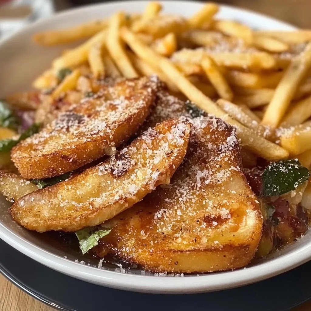 Heißer Honig-Knusper-Hähnchen-Caesar-Salat & Pommes frites